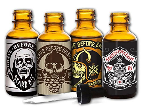 A photo ofteh Grave Before Shave beard oil 4 pack.